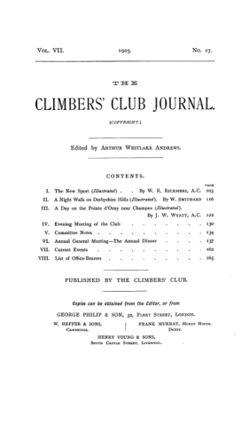 Climbers' Club 1905 Vol.7 No.27 Journal cover